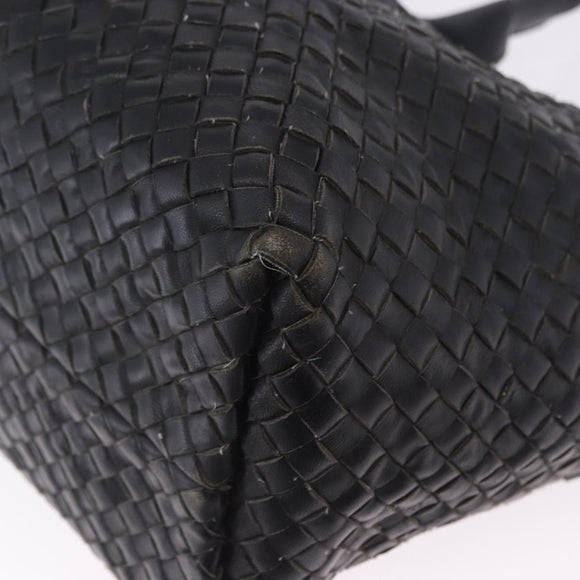BOTTEGA VENETA INTRECCIATO Cabas MM Tote Bag Leather Black 115664 Auth 200843A