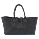 BOTTEGA VENETA INTRECCIATO Cabas MM Tote Bag Leather Black 115664 Auth 200843A-2