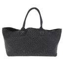 BOTTEGA VENETA INTRECCIATO Cabas MM Tote Bag Leather Black 115664 Auth 200843A-3