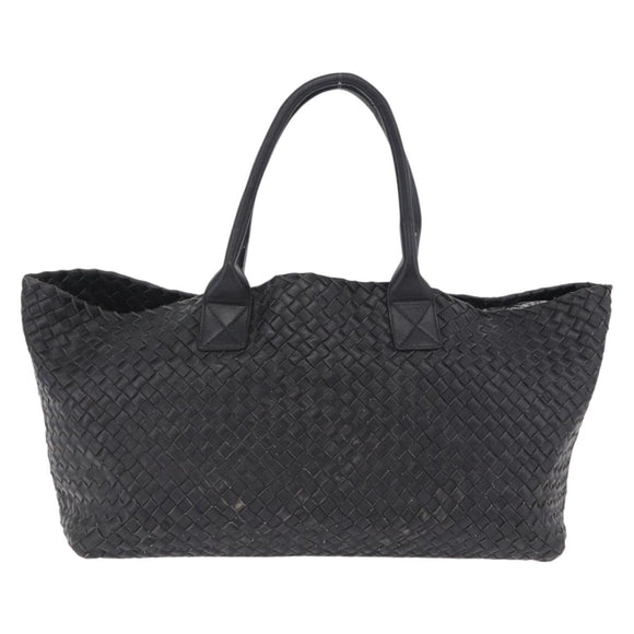 BOTTEGA VENETA INTRECCIATO Cabas MM Tote Bag Leather Black 115664 Auth 200843A