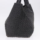 BOTTEGA VENETA INTRECCIATO Cabas MM Tote Bag Leather Black 115664 Auth 200843A-5