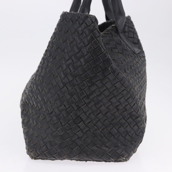 BOTTEGA VENETA INTRECCIATO Cabas MM Tote Bag Leather Black 115664 Auth 200843A