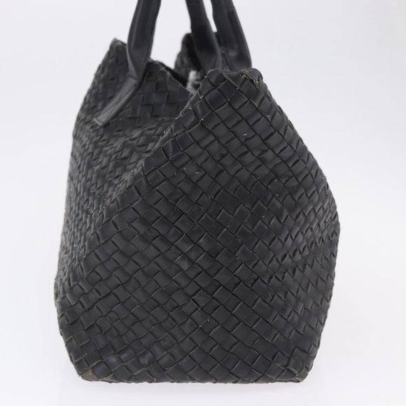 BOTTEGA VENETA INTRECCIATO Cabas MM Tote Bag Leather Black 115664 Auth 200843A