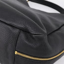 PRADA Vitterodino Hand Bag Leather Black Gold Tone Auth 200844V-16