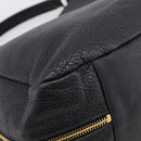 PRADA Vitterodino Hand Bag Leather Black Gold Tone Auth 200844V-17