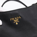 PRADA Vitterodino Hand Bag Leather Black Gold Tone Auth 200844V-19