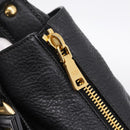PRADA Vitterodino Hand Bag Leather Black Gold Tone Auth 200844V-9