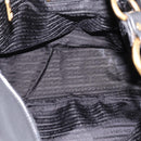 PRADA Vitterodino Hand Bag Leather Black Gold Tone Auth 200844V-10