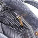 PRADA Vitterodino Hand Bag Leather Black Gold Tone Auth 200844V-23