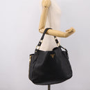 PRADA Vitterodino Hand Bag Leather Black Gold Tone Auth 200844V-25