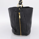 PRADA Vitterodino Hand Bag Leather Black Gold Tone Auth 200844V-3