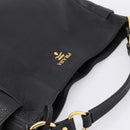 PRADA Vitterodino Hand Bag Leather Black Gold Tone Auth 200844V-6