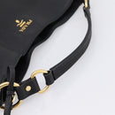 PRADA Vitterodino Hand Bag Leather Black Gold Tone Auth 200844V-7