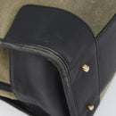 LOEWE Amazona 32 Hand Bag Suede Khaki Gold Tone Auth 200845-14