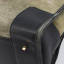 LOEWE Amazona 32 Hand Bag Suede Khaki Gold Tone Auth 200845-15