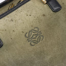 LOEWE Amazona 32 Hand Bag Suede Khaki Gold Tone Auth 200845-10