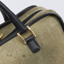 LOEWE Amazona 32 Hand Bag Suede Khaki Gold Tone Auth 200845-17