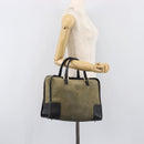 LOEWE Amazona 32 Hand Bag Suede Khaki Gold Tone Auth 200845-24