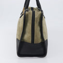 LOEWE Amazona 32 Hand Bag Suede Khaki Gold Tone Auth 200845-3