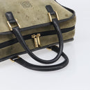 LOEWE Amazona 32 Hand Bag Suede Khaki Gold Tone Auth 200845-7