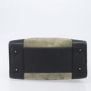 LOEWE Amazona 32 Hand Bag Suede Khaki Gold Tone Auth 200845-5