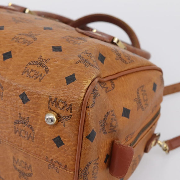 MCM Vicetos Hand Bag PVC Leather 2way Brown Gold Tone Auth 200849