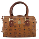 MCM Vicetos Hand Bag PVC Leather 2way Brown Gold Tone Auth 200849-2