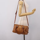 MCM Vicetos Hand Bag PVC Leather 2way Brown Gold Tone Auth 200849-24