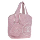 CHANEL Big Coco Beach Bag Towel Set Pile Pink CC Auth 200851SAM-1