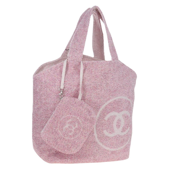 CHANEL Big Coco Beach Bag Towel Set Pile Pink CC Auth 200851SAM