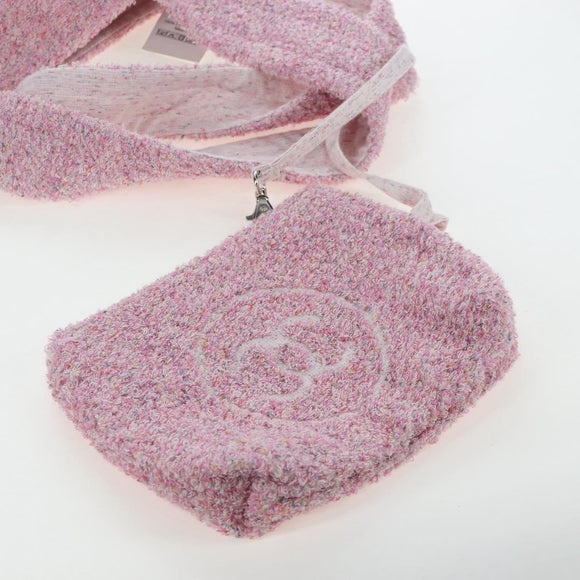 CHANEL Big Coco Beach Bag Towel Set Pile Pink CC Auth 200851SAM