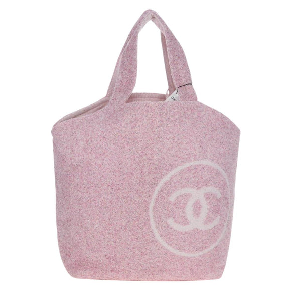 CHANEL Big Coco Beach Bag Towel Set Pile Pink CC Auth 200851SAM