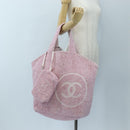 CHANEL Big Coco Beach Bag Towel Set Pile Pink CC Auth 200851SAM-36