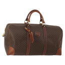CELINE Macadam Canvas Boston Bag PVC Leather Brown Gold Auth 200885-1