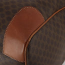 CELINE Macadam Canvas Boston Bag PVC Leather Brown Gold Auth 200885-15