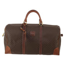CELINE Macadam Canvas Boston Bag PVC Leather Brown Gold Auth 200885-13