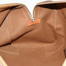 CELINE Macadam Canvas Boston Bag PVC Leather Brown Gold Auth 200885-24