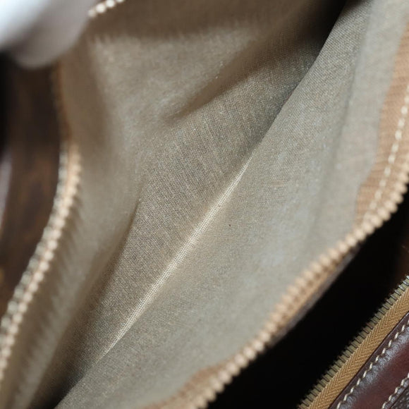 CELINE Macadam Canvas Boston Bag PVC Leather Brown Gold Auth 200885