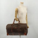 CELINE Macadam Canvas Boston Bag PVC Leather Brown Gold Auth 200885-27