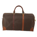 CELINE Macadam Canvas Boston Bag PVC Leather Brown Gold Auth 200885-2