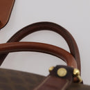 CELINE Macadam Canvas Boston Bag PVC Leather Brown Gold Auth 200885-14