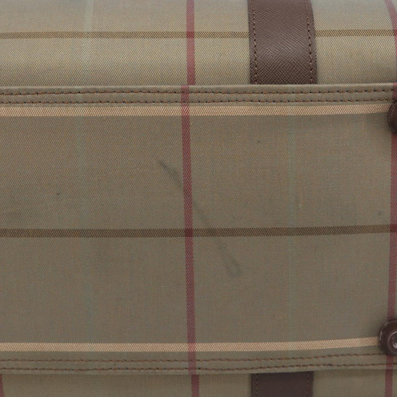 Burberrys Nova Check Boston Bag Canvas Beige Gold Auth 200886