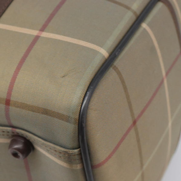Burberrys Nova Check Boston Bag Canvas Beige Gold Auth 200886