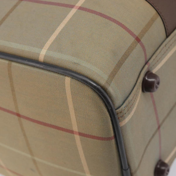 Burberrys Nova Check Boston Bag Canvas Beige Gold Auth 200886