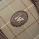 Burberrys Nova Check Boston Bag Canvas Beige Gold Auth 200886-18