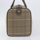 Burberrys Nova Check Boston Bag Canvas Beige Gold Auth 200886-3