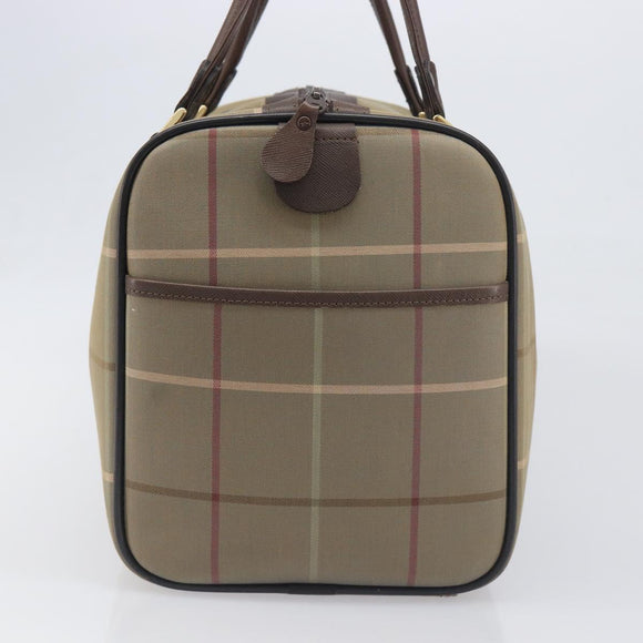 Burberrys Nova Check Boston Bag Canvas Beige Gold Auth 200886