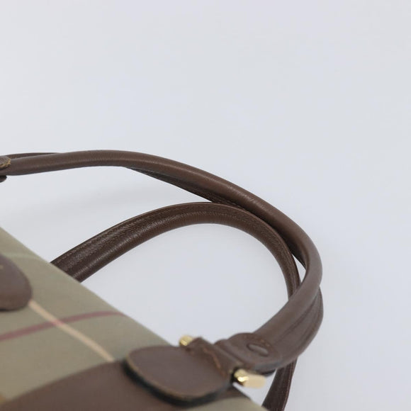 Burberrys Nova Check Boston Bag Canvas Beige Gold Auth 200886