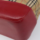 BURBERRY Nova Check Hand Bag Canvas Beige Gold Auth 200887-15