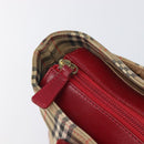 BURBERRY Nova Check Hand Bag Canvas Beige Gold Auth 200887-11